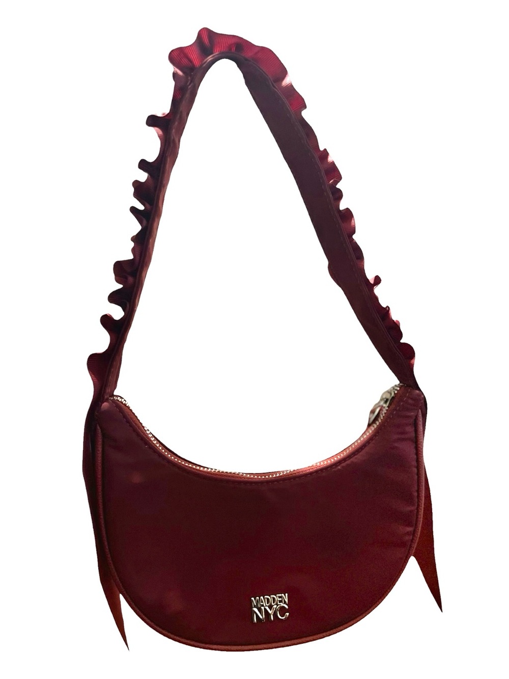 Madden NYC Burgundy Ruffle Strap Shoulder Bag